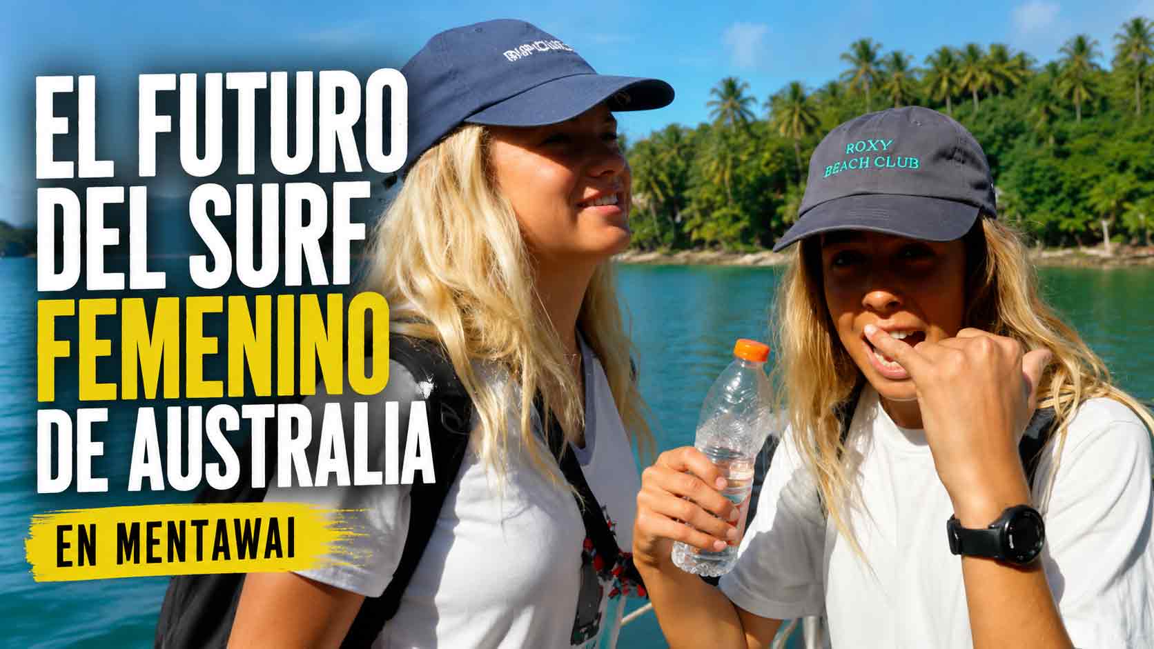 Dos jóvenes surfistas australianas en Mentawai durante un campamento de surf femenino